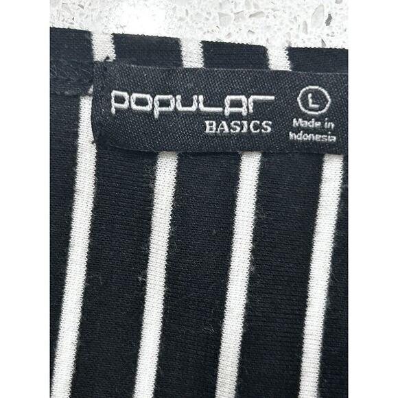 Popular Basics Dress Size Large Black And White Stripes Bodycon Dress Y2K - Picture 8 of 8
